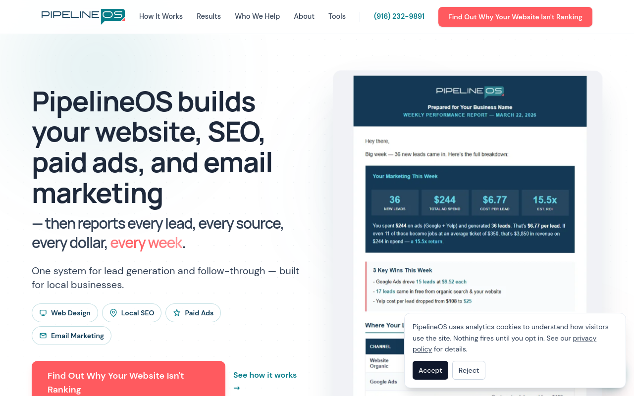 PipelineOS homepage screenshot