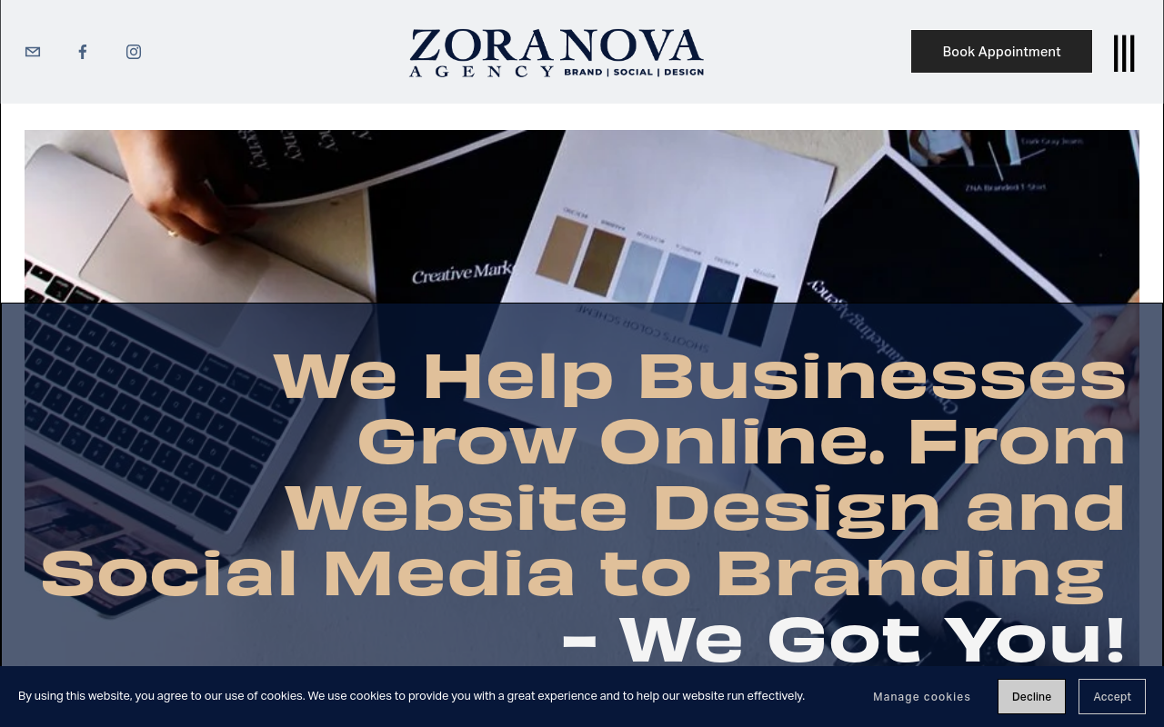 Zora Nova Design Agency homepage screenshot