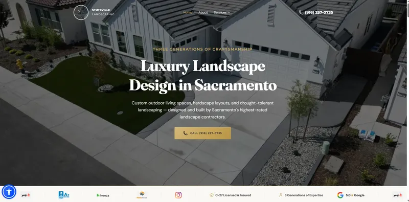 Stuteville Landscaping new website built by PipelineOS with SEO architecture